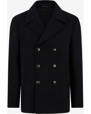 Roberto Cavalli Wool Double-Breasted Peacoat - Black