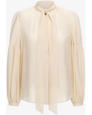 Roberto Cavalli Blouse With Pussy Bow Neckline - Natural