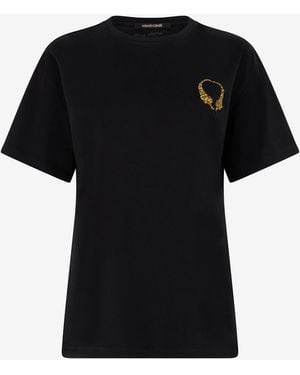 Roberto Cavalli Cotton T-Shirt With Tigers - Black