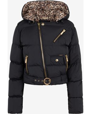 Roberto Cavalli Puffer Jacket With Belt - Black