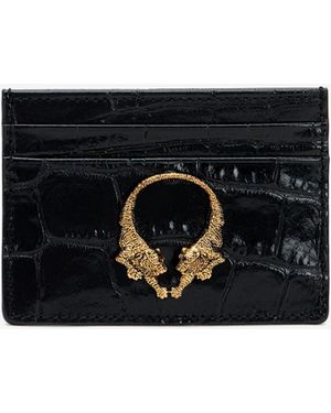 Roberto Cavalli Card Case With Roar Hardware - Black