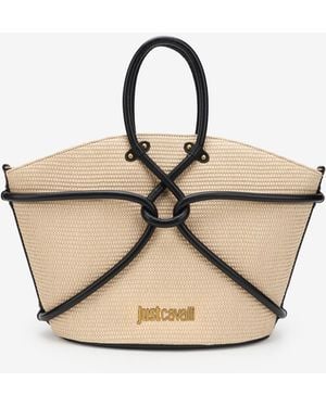 Roberto Cavalli Tote Bag With Jc Logo - Natural