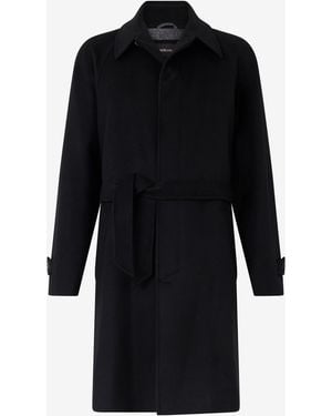 Roberto Cavalli Belted Coat With Raglan Sleeves - Black