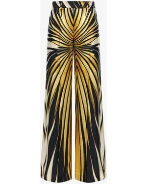 Roberto Cavalli Ray Of Print Silk Palazzo Trousers - White