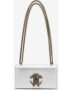 Roberto Cavalli Bag With Mirror Snake Monogram - White