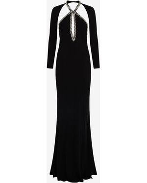 Roberto Cavalli Long Dress With Crystals - Black