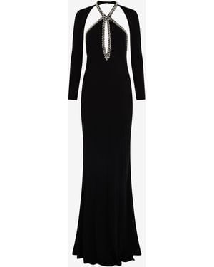 Roberto Cavalli Long Dress With Crystals - Black