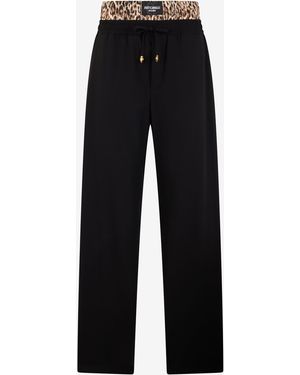 Roberto Cavalli Pantalones Deportivos Con Cintura Leopard Skin - Negro