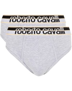 Roberto Cavalli Two-Pack Cotton Briefs With Logo Waistband - White