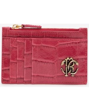 Roberto Cavalli Crocodile-Effect Coin Purse - Red