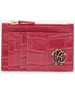 Roberto Cavalli Crocodile-Effect Coin Purse - Red