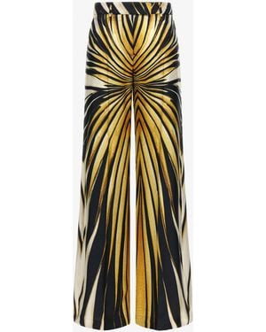 Roberto Cavalli Ray Of Print Silk Palazzo Pants - White