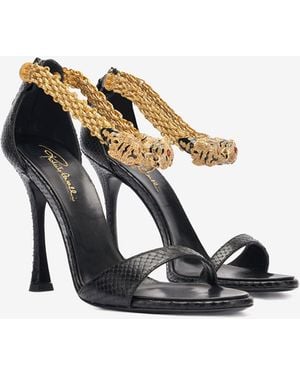 Roberto Cavalli Leather Sandals With Tiger Heads - Multicolor
