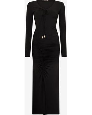 Roberto Cavalli Ruched Midi Dress - Black