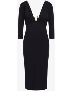 Roberto Cavalli Plunging Neckline Dress - Black