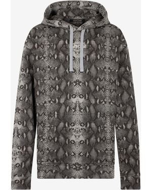 Roberto Cavalli Python Print Hoodie Sweatshirt - Grey