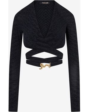 Roberto Cavalli Serpentine Print Top - Blue