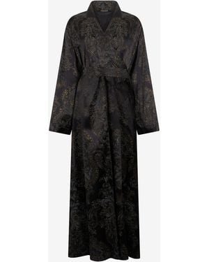 Roberto Cavalli Ornamental Silk Kimono Dress - Black