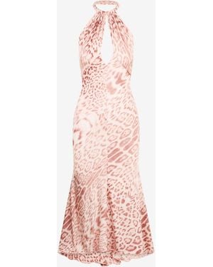 Roberto Cavalli Jaguar Print Midi Dress - Pink