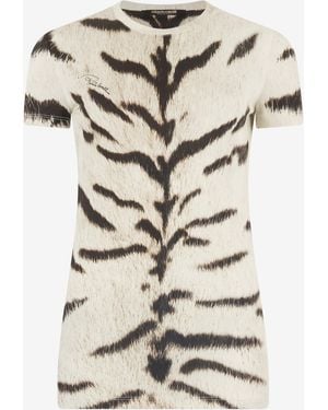 Roberto Cavalli T-Shirt With Tigresse Ogat X Print - White