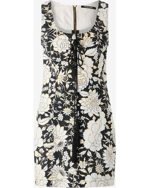 Roberto Cavalli Mini Dress With All-Over Floral Print - White
