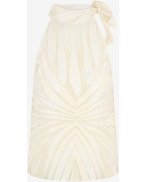 Roberto Cavalli Top With Ray Devoré Print - White
