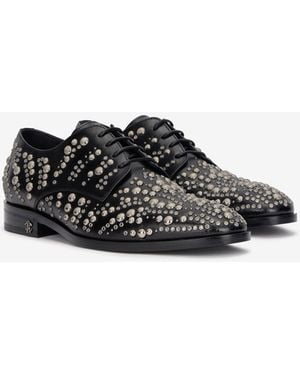 Roberto Cavalli Lace-Up Loafers With Studs - Black
