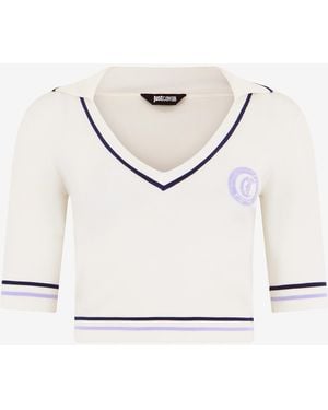 Roberto Cavalli Knit Crop Top - White