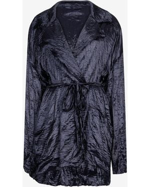 Roberto Cavalli Crinkle Effect Belted Jacket - Blue