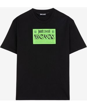 Roberto Cavalli Just Cavalli Logo-Print Cotton T-Shirt - Black