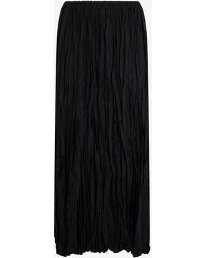 Roberto Cavalli Silk Midi Skirt With Monogram Rc - Black