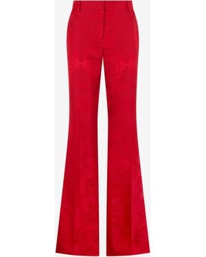 Roberto Cavalli Dark Trousers With Dragon Pattern - Red
