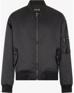 Roberto Cavalli Bomber Jacket With Monogram Rc - Black