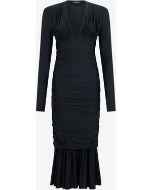 Roberto Cavalli Midi Dress With Ruffles - Blue