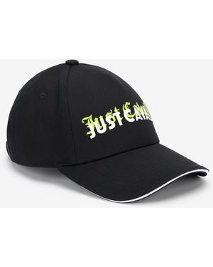 Roberto Cavalli Cotton Baseball Cap With Logo - Black