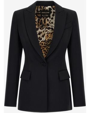 Roberto Cavalli One Button Blazer - Black