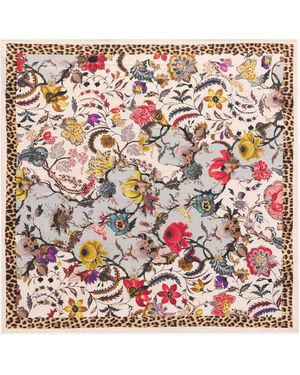 Roberto Cavalli Silk Scarf With Florentine Flowers Print - Pink