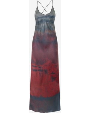 Roberto Cavalli Long Slip Dress With A Mottled Effect - Red