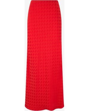 Roberto Cavalli Long Skirt With Jacquard Monogram Print - Red