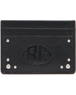 Roberto Cavalli Flat Card Holder With Studs - Black