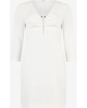 Roberto Cavalli Mini Dress With Three-Quarter Sleeves - White