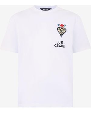 Roberto Cavalli T-Shirt With Embroidered Logo - White