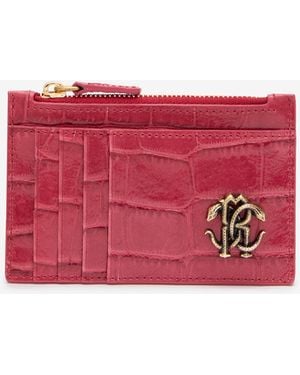 Roberto Cavalli Crocodile-Effect Coin Purse - Red