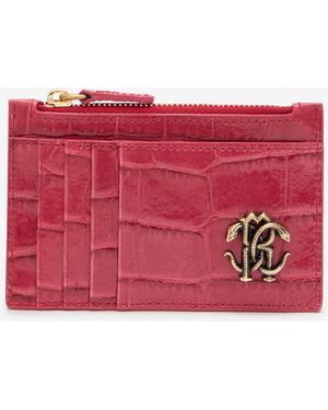 Roberto Cavalli Crocodile-Effect Coin Purse - Red