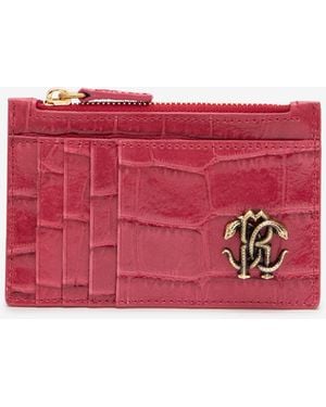 Roberto Cavalli Crocodile-Effect Coin Purse - Red