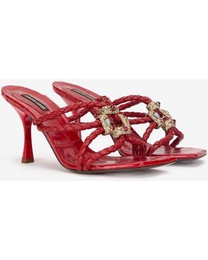 Roberto Cavalli Sandals With Jewel Details - Red