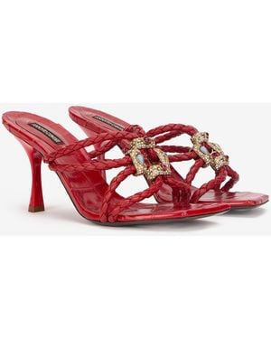 Roberto Cavalli Sandals With Jewel Details - Red