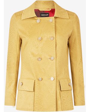 Roberto Cavalli Double-Breasted Jacket With Python Pattern - Yellow