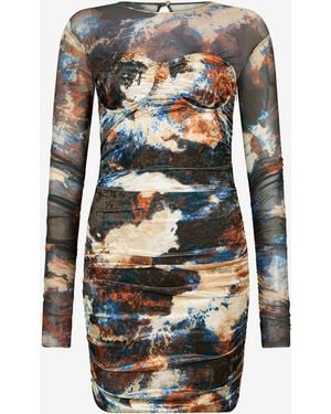 Roberto Cavalli Rusty Stain Print Dress Mini - Multicolour