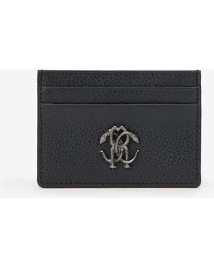 Roberto Cavalli Card Case With Monogram Rc - Black